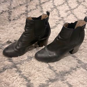 Frye Booties. 2in Heel. Size 8.5. Black leather. Recently re-soled.